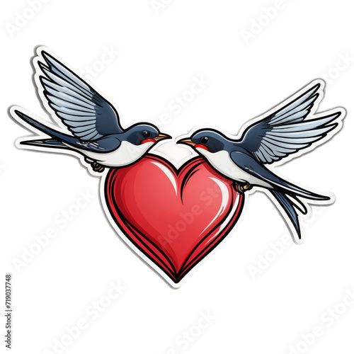 Two birds carrying a heart love.