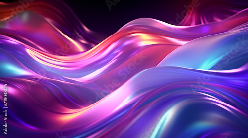 Wallpaper Mural Metallic Chrome Neon Rainbow Waves Torontodigital.ca