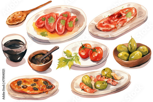 Delicious Vegetable Cuisine: A Vibrant Showcase of Fresh, Healthy Ingredients Illustration.