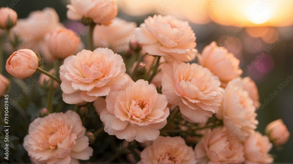 delicate peach fuzz tcolored flowers at sunset delicate peach fuzz tcolored flowers at sunset
