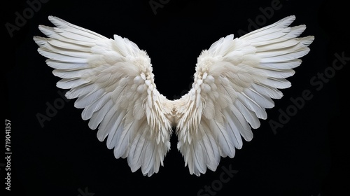 Fotografija A majestic bird with pure white feathers soars against a dark void, its powerful