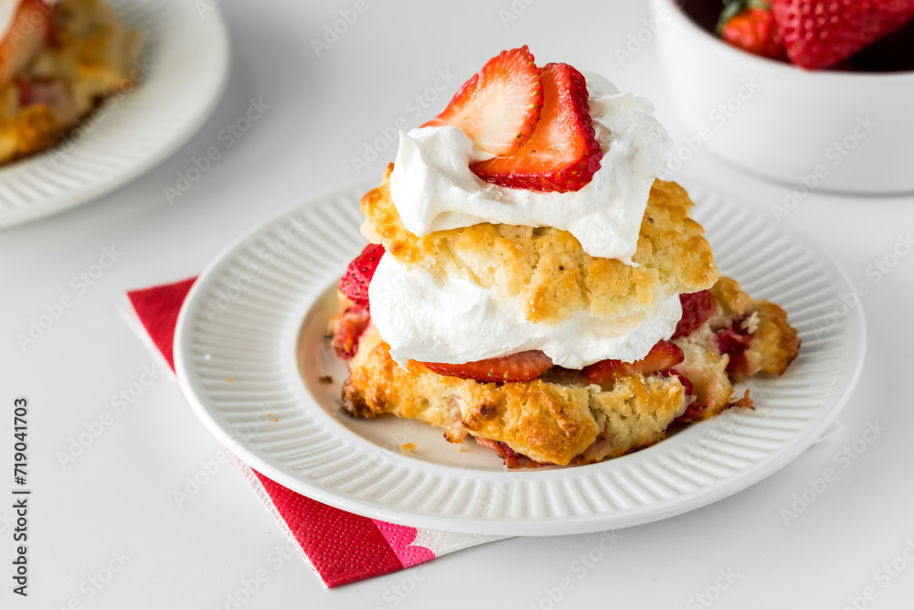 Sweet, light and fluffy strawberry shortcake, ready for eating. Sweet, light and fluffy strawberry shortcake, ready for eating.