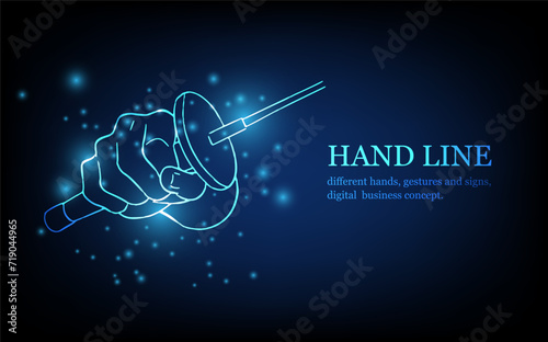 Human hand line  different hands  gestures and signs  digital business concept  futuristic digital innovation background vector illustration.