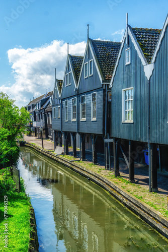 Marken, a fishing village with traditional wooden houses, located in the North of Amsterdam, North Holland, Netherlands © atosan