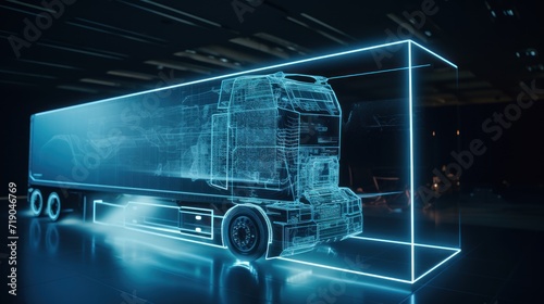 Futuristic truck model uses digital holographic app