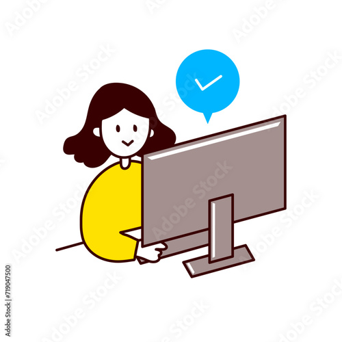 チェックする女性
