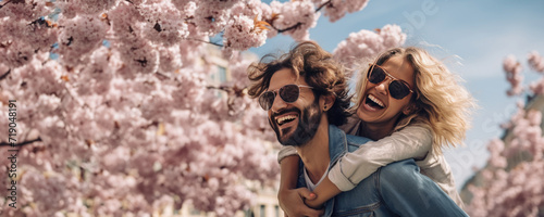 A Happy Couple Enjoying a Spring Day, Fictional Character Created By Generative AI. 
