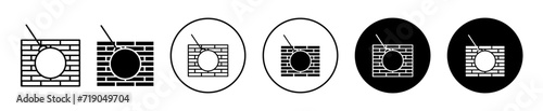 demolition icon sign set in outline style graphics design