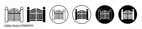 gate icon sign set in outline style graphics design