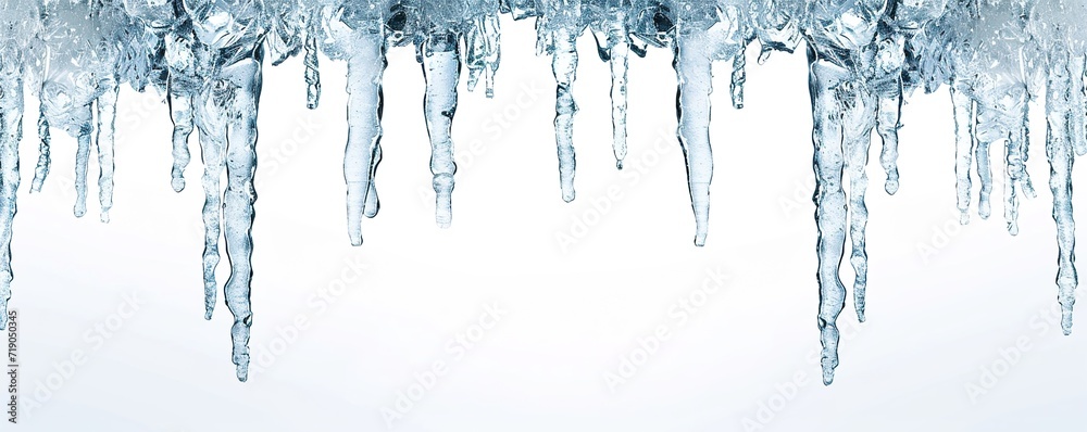 icicles on a blue background - obrazy, fototapety, plakaty 