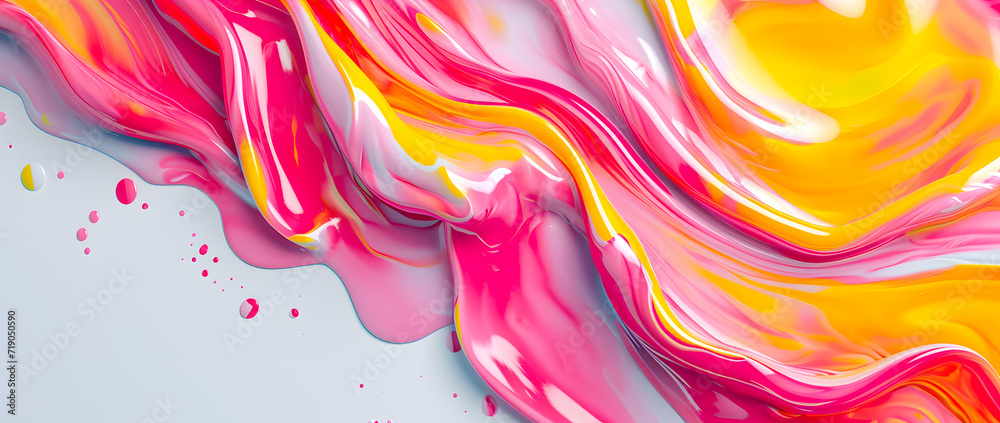 Obraz premium Colorful Wavy Liquid Background. 3D and Realistic Abstract Background