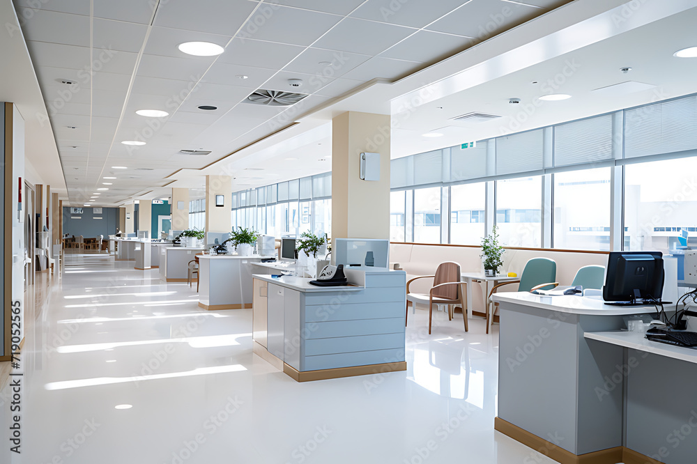 The decoration of the nursing staff's desks inside the new hospital building is beautiful and pleasing to the eye. The decoration of the nursing staff's desks inside the new hospital building is beautiful and pleasing to the eye.