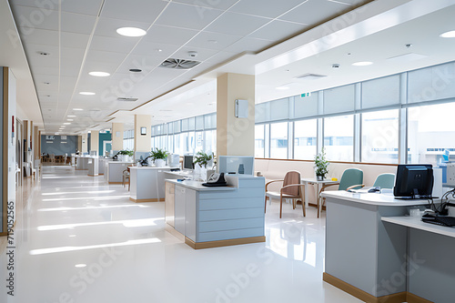 The decoration of the nursing staff's desks inside the new hospital building is beautiful and pleasing to the eye.