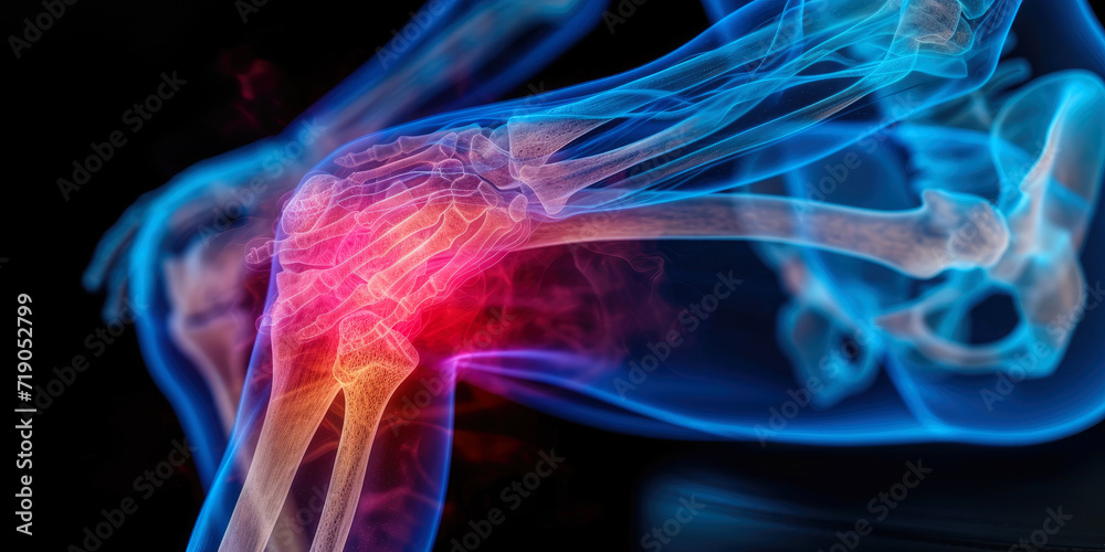 X-ray shot of a thigh tendon injury - obrazy, fototapety, plakaty 