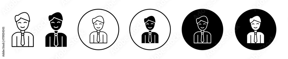 business man flat line icon set. business man Thin line illustration vector
