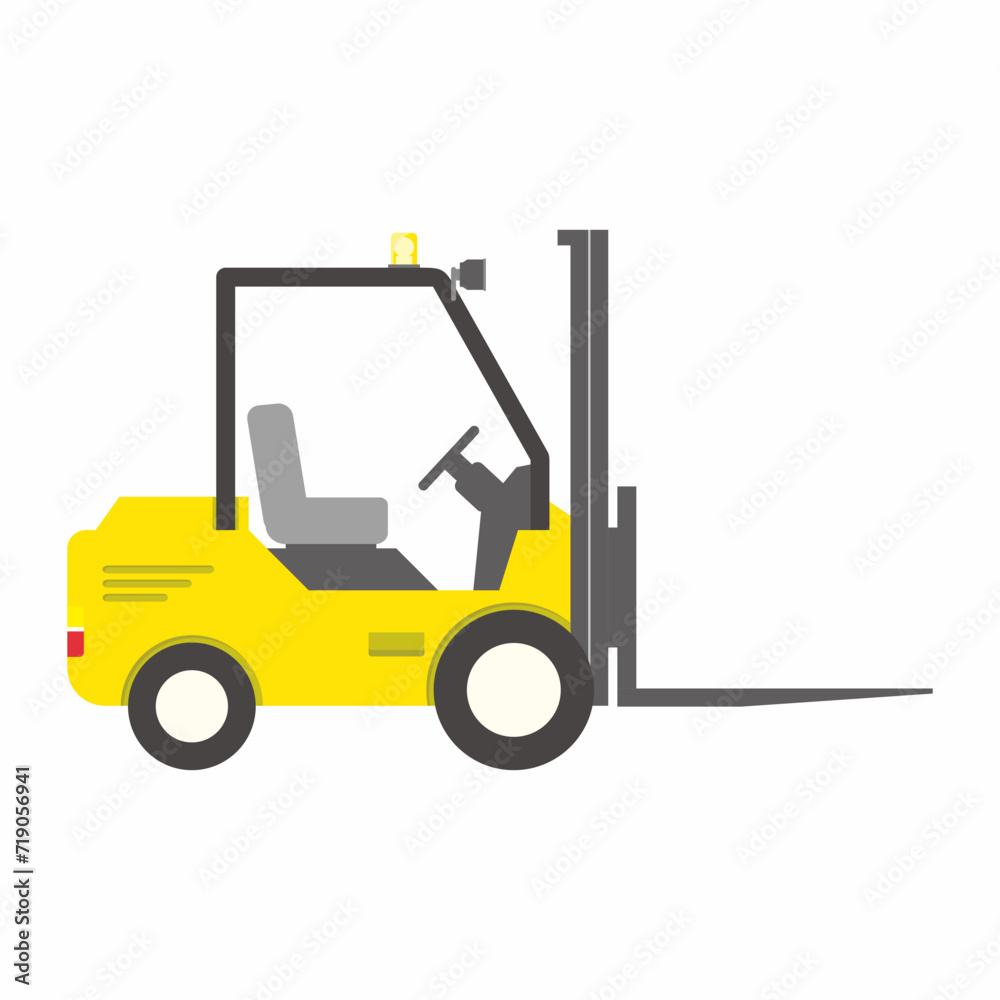 Yellow Forklift Cartoon Vector Illustration Isolated on White Background