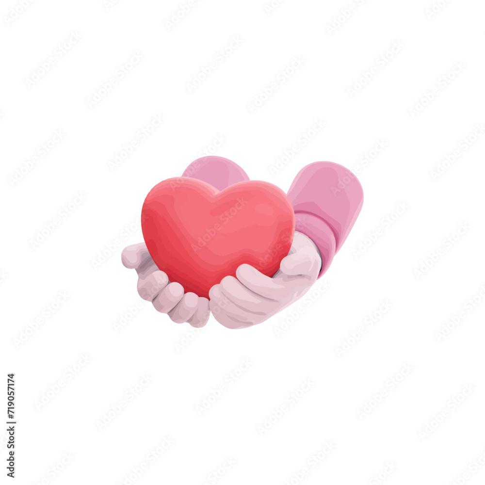 Heart in hand 3d icon vector illustration design