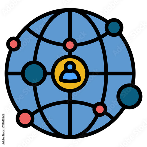 Globe Connect Icon Element For Design