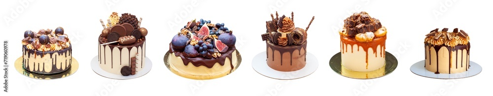 Chocolate birthday cake with chocolate ganache drip icing, popsicles, sweets, chocolate bars, waffles, donuts and cookies Chocolate birthday cake with chocolate ganache drip icing, popsicles, sweets, chocolate bars, waffles, donuts and cookies