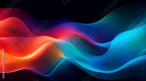 Dynamic retro wave: vibrant rainbow psychedelic color flow on black background – 1970s, 1980s, 90s style music cover, dance party poster design