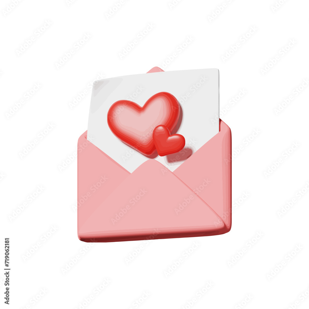Love letter 3d icon vector illustration design Love letter 3d icon vector illustration design