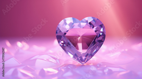 Purple heart shaped diamond  on violet background