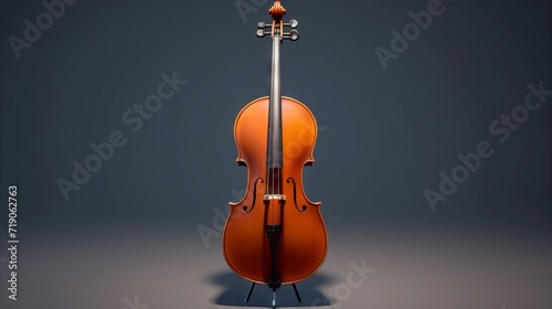 photo of a classical double bass standing in a room against a dark background illuminated by soft light concept: musical instrument, classical music photo