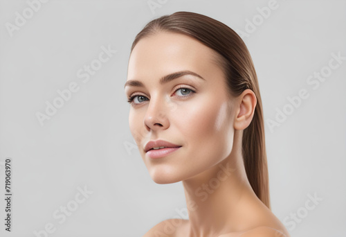 Flawless and Radiant: Side View Portrait of a Woman with Beautiful Melanin Skin, Isolated on a White Background