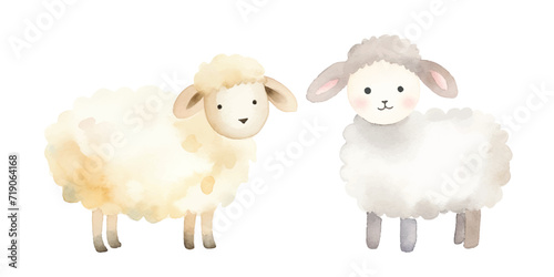 cute sheep watercolor vector illustration
