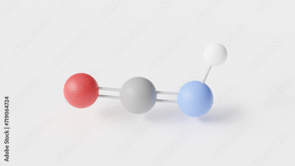 isocyanic acid molecule 3d, molecular structure, ball and stick model