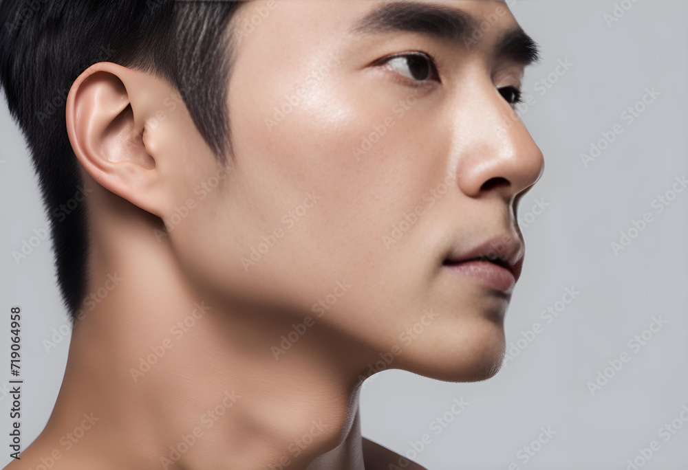 Radiant and Timeless Beauty: Flawless Melanin Skin Portrait of an Asian Man, Celebrating Male Spa, Clinic, and Skincare Radiant and Timeless Beauty: Flawless Melanin Skin Portrait of an Asian Man, Celebrating Male Spa, Clinic, and Skincare