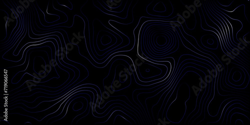 Luxury abstract Topographic line map. Modern design with black background with topographic wavy pattern design. Topographic map background concept. Topo contour map. Rendering abstract illustration.