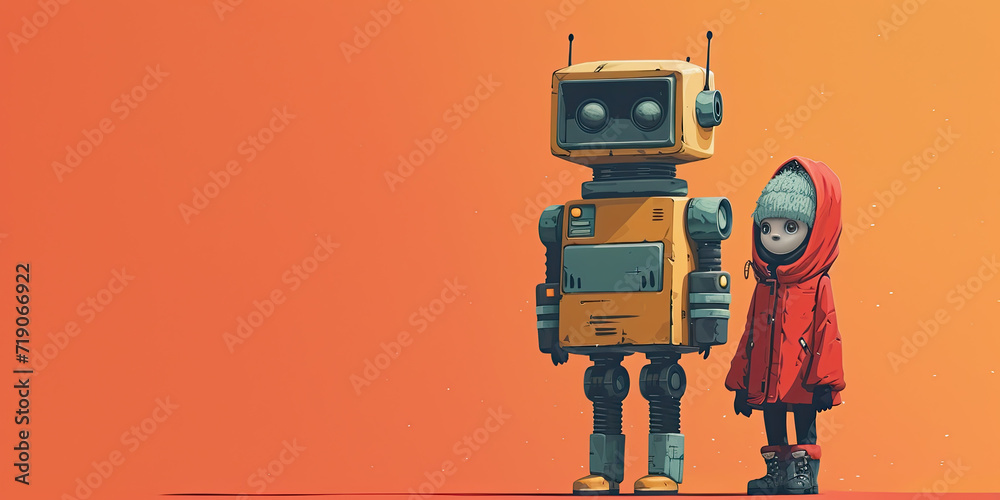 Child with best friend AI robot companion, friendship artificial intelligence assistant, generated ai
Child with best friend AI robot companion, friendship artificial intelligence assistant, generated ai