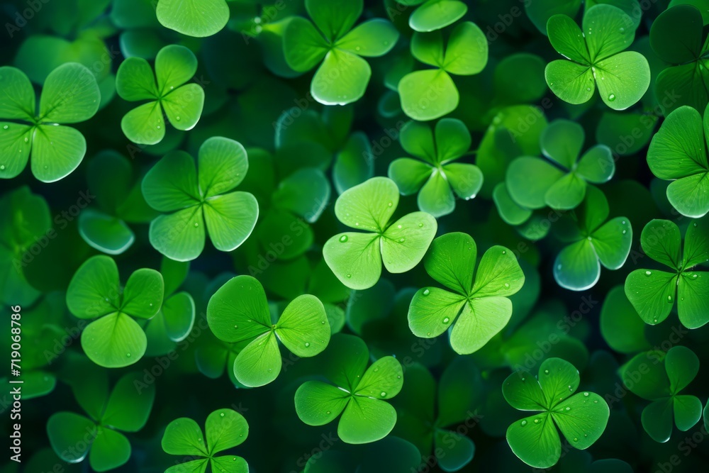bright green clover leaves as a background. St. Patrick's Day. bright green clover leaves as a background. St. Patrick's Day.