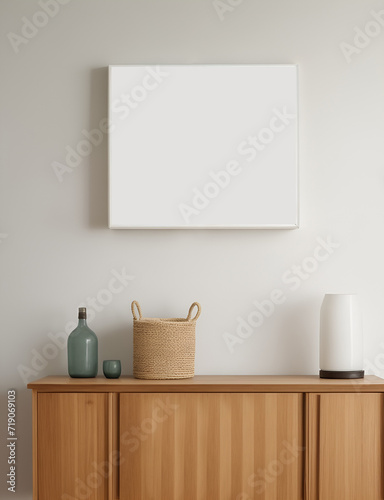 Horisontal canvas mockup in home interior background