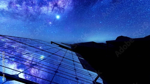  Night sky reflecting on a solar panel.