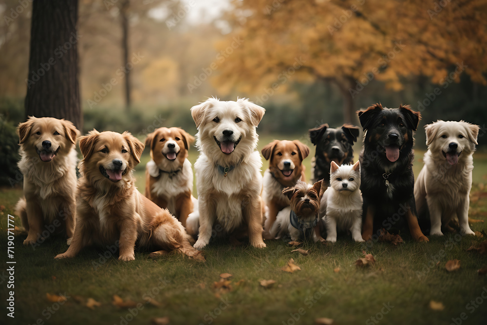 group of dogs on grass - Generative AI Image 