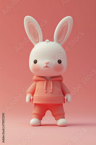 3D mini toy rabbit with clothes