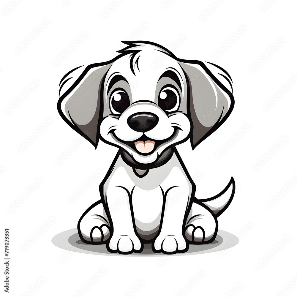 Fototapeta premium Happy cartoon dog with bone illustration