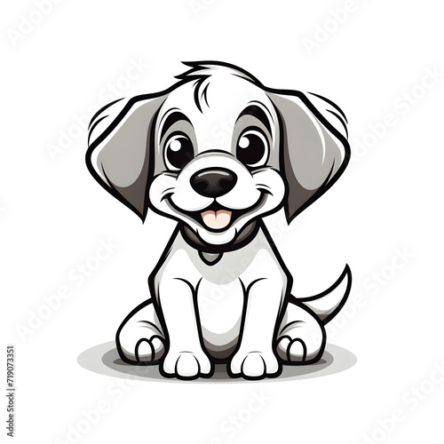Happy cartoon dog with bone illustration