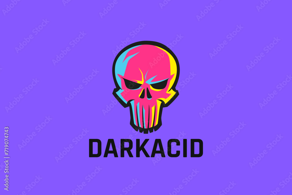 Skull Logo Acid Music Design Vector template