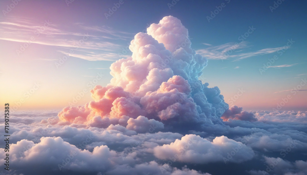 realistic 3D render. Fluffy cumulus atmosphere phenomenon. Sky clip art element. - obrazy, fototapety, plakaty 
