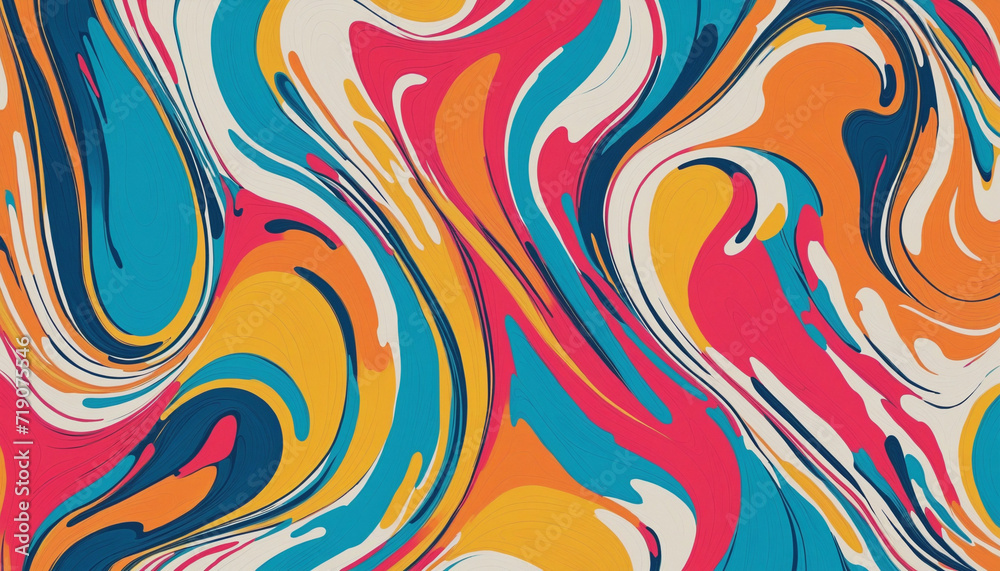 Obraz premium Vibrant abstract brush stroke painting pattern. Trendy colorful paint background in playful summer hues. Urban graffiti-style sketch wallpaper design with handmade textured look.