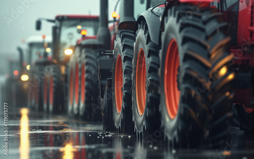 Wallpaper Mural A row of different tractors in an urban highway environment Torontodigital.ca