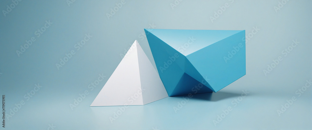 Abstract Blue Geometric Design, 3D Rendering Abstract Blue Geometric Design, 3D Rendering