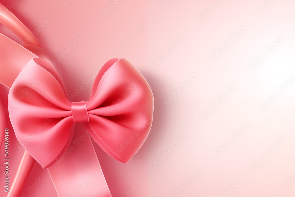 3D realistic Mother's Day background with a pink heart ribbon