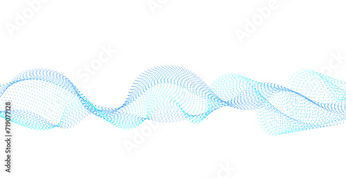 Particles Blue Wavy Lines Abstract Background. Vector Illustration. Digital. Technology Banner. Backdrop