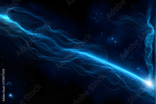 Ethereal in the face of lightning - Nebulous clouds and stardust trails floating amidst. - Generative AI