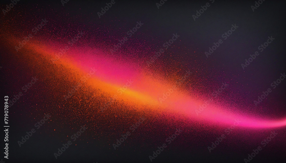 Bright pink and orange color blend on dark, gritty background - abstract poster design with textured element