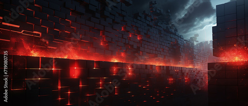 A firewall concept digital technology abstract background.